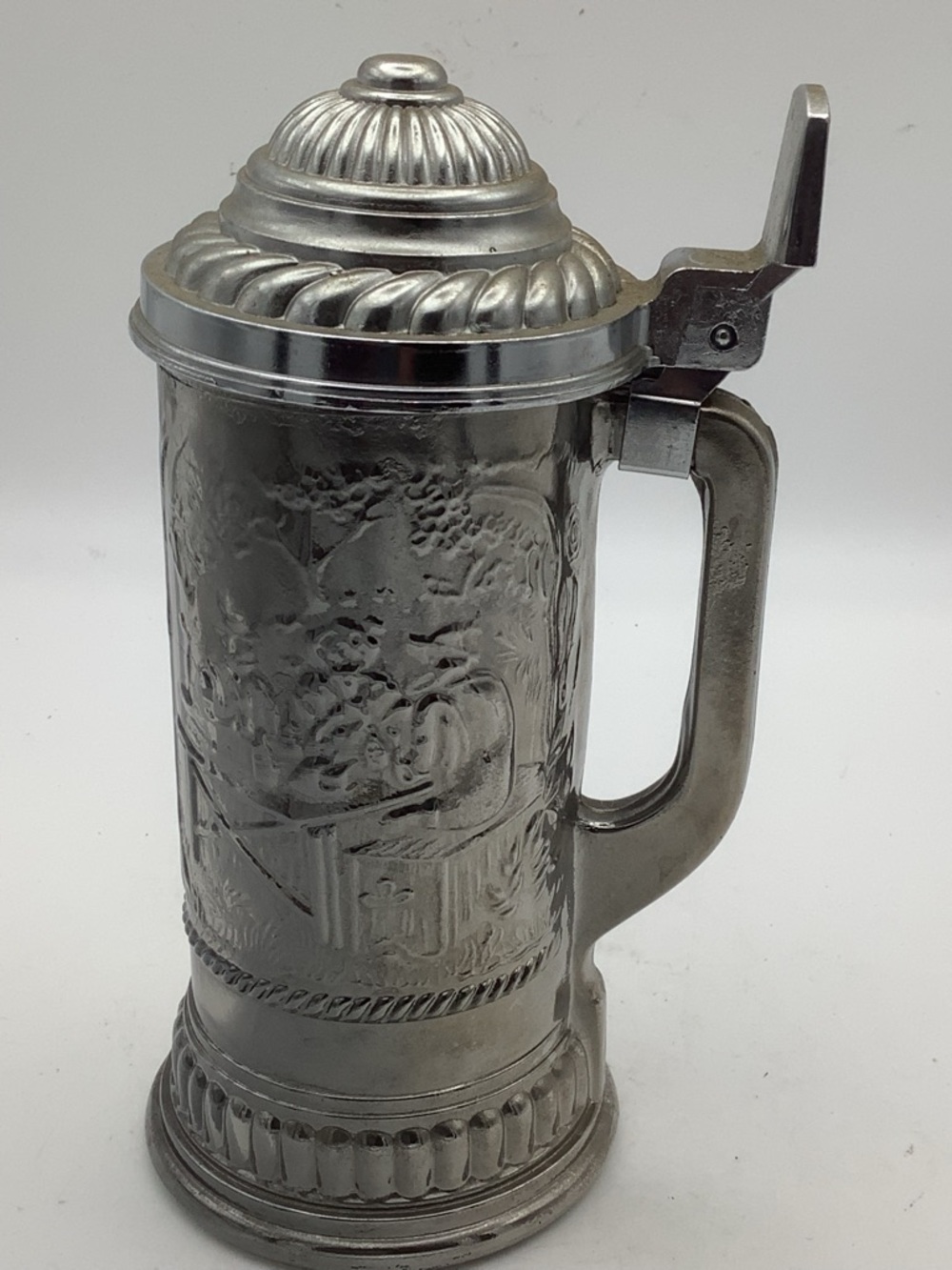 Vintage Avon Glass Lidded Beer Stein with Silver Finish